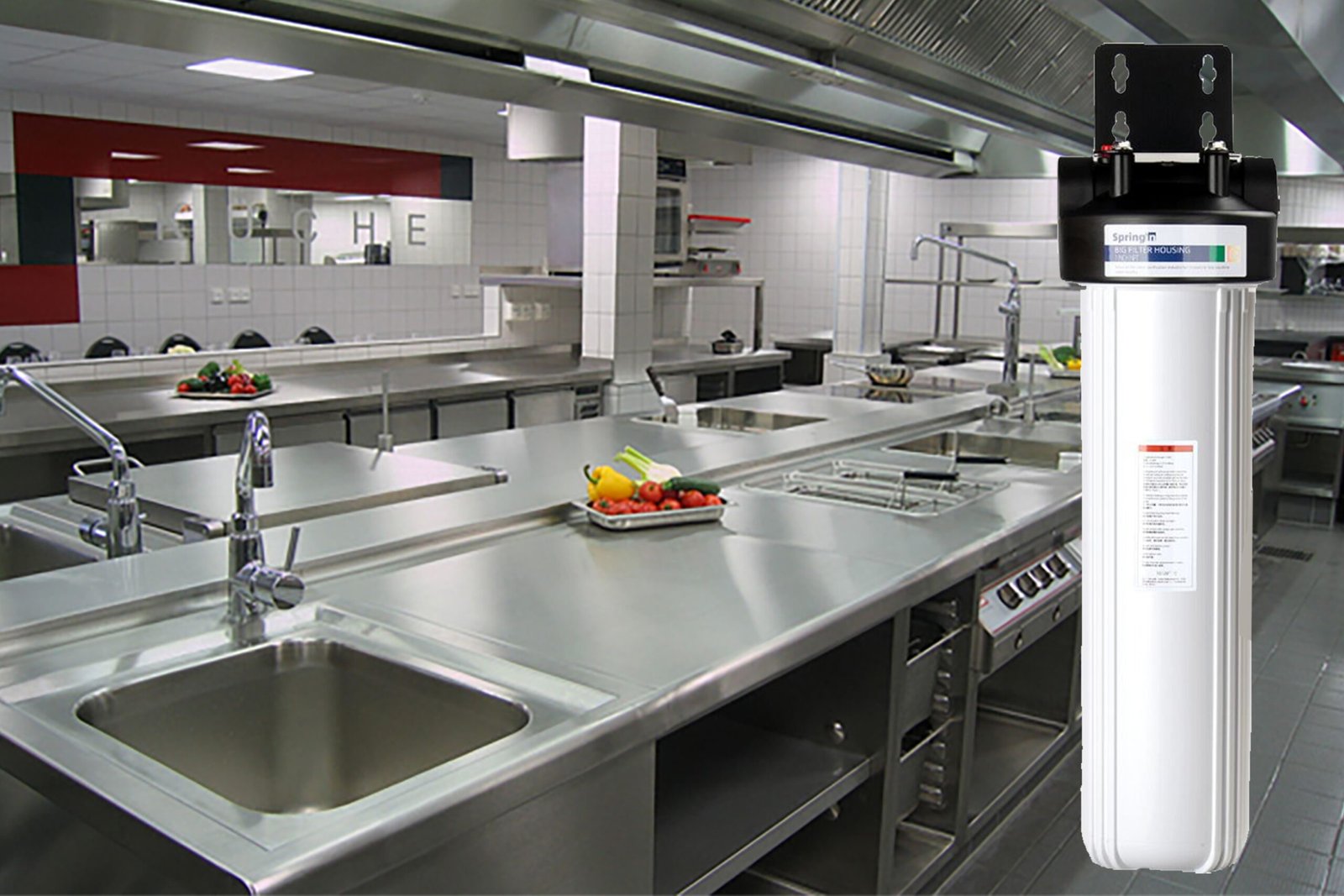 Modern water purifier installed in kitchen