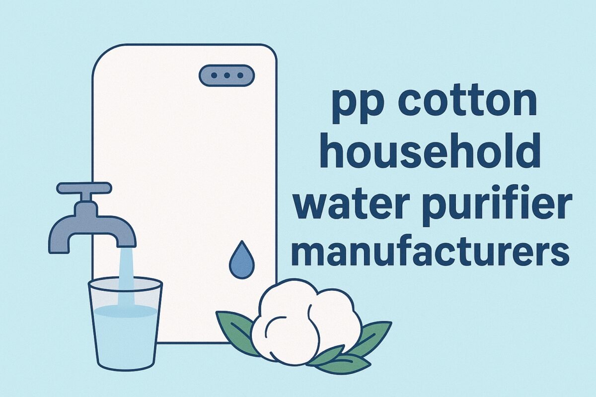 PP cotton household water purifier manufacturer — technician installing a purifier with wrench and cotton boll.