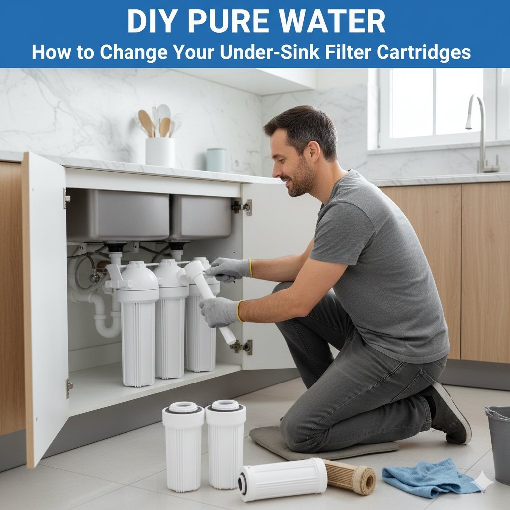 Step-by-step guide showing exactly how to change under sink water filter cartridges quickly and efficiently, a core maintenance task for any pp cotton household water purifier company system.