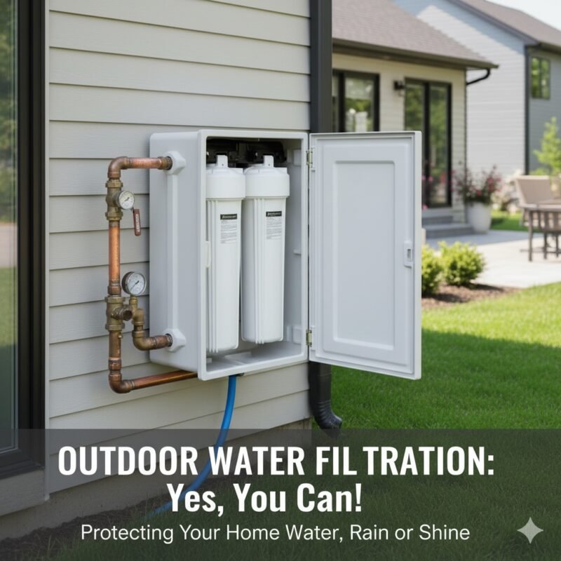 Can a whole house water filter be installed outside? A durable filtration system housed in a protective, weather-resistant enclosure mounted on an exterior home wall. Guidance from a pp cotton household water purifier company.
