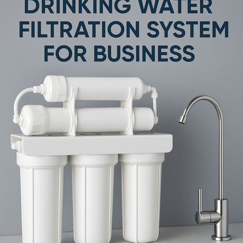 A professional cover image showing a compact, under-counter 5-stage drinking water filtration system for business use, ideal for small cafes and restaurants seeking high-quality water solutions from a pp cotton household water purifier company.