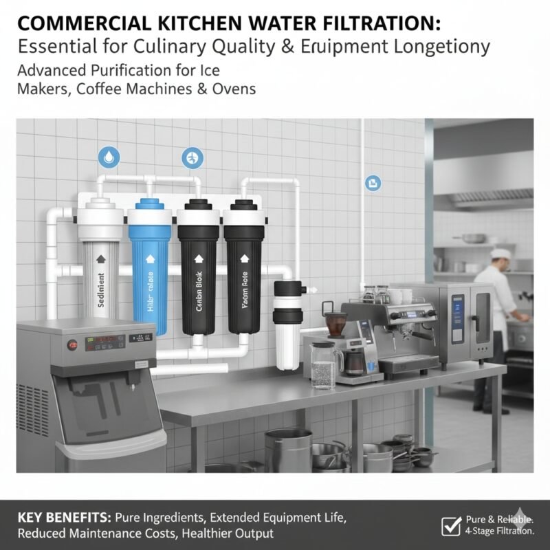 Compact and efficient water filter commercial kitchen unit featuring multi-stage filtration for small businesses, provided by a leading pp cotton household water purifier company to enhance drink quality.