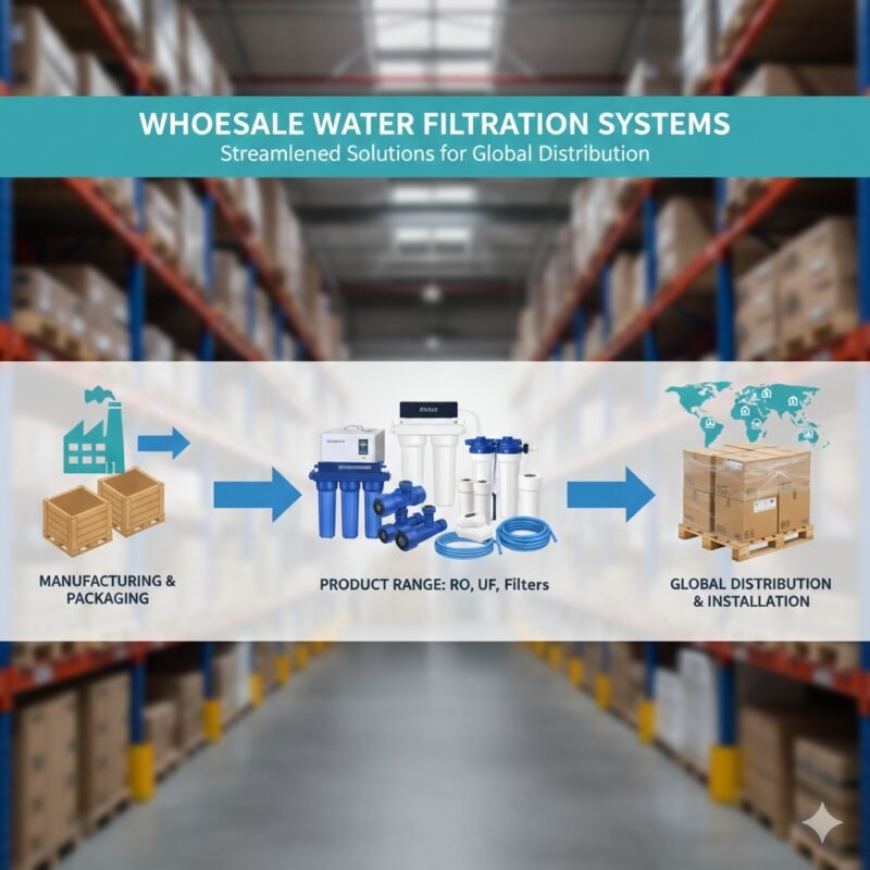 Montage image featuring both a simple pp cotton household water purifier and a compact unit suitable for small commercial use (like a cafe), demonstrating the range of wholesale water filtration systems offered by the water purifier company.