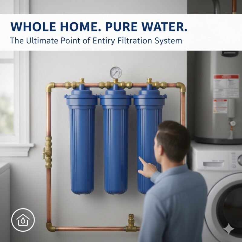 A professional point of entry water filtration system installed at the main water line. yourwatergood provides whole home solutions to ensure clean, filtered water for every faucet, shower, and appliance.