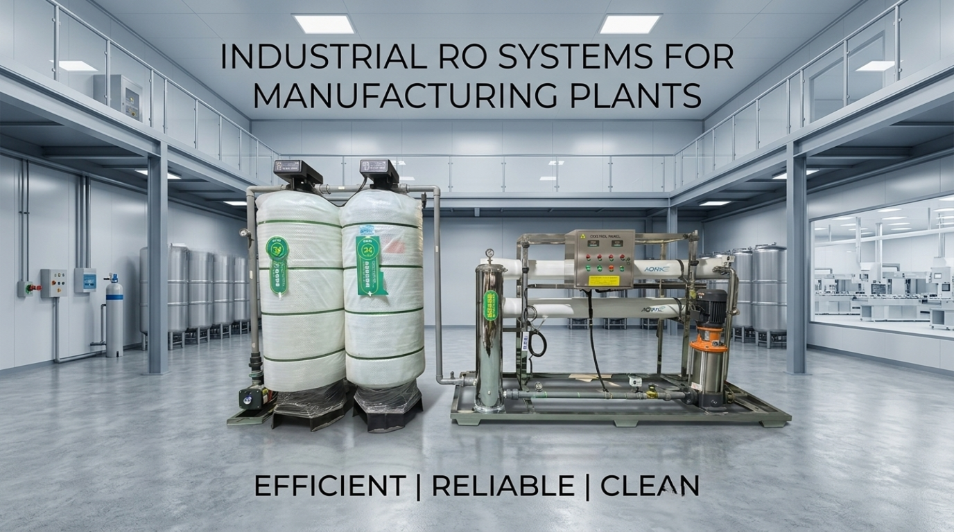 Professional installation of industrial RO systems for manufacturing plants in a modern facility featuring high-capacity filtration and storage tanks.