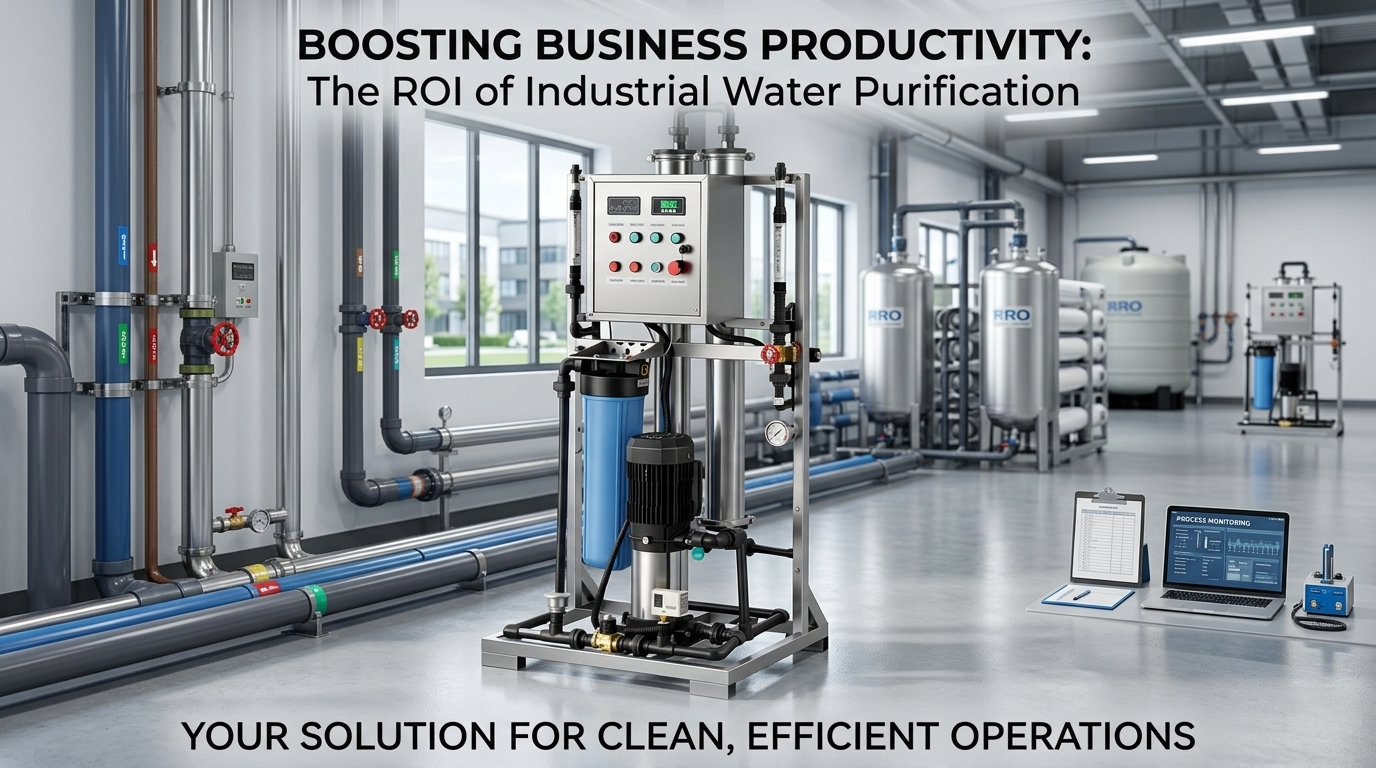 Industrial grade water purification machine for business featured as a blog cover for a guide on efficient clean water operations.