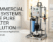 High-performance light commercial reverse osmosis system with integrated PP cotton filters by a professional household water purifier company, featuring a modern touch-screen control panel and sleek stainless steel frame for premium business water solutions.